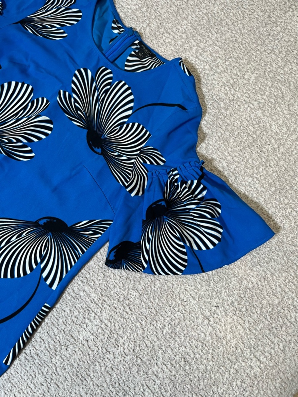 Ann Taylor Factory Blue Poppy Floral Drop Waist Flounce Shift Dress Size 2 - Picture 8 of 16